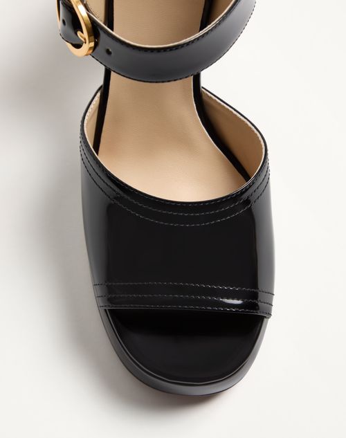 Valentino Garavani - Fawcette Platform Sandal In Polished Calfskin 100mm - Black - Woman - Sandals